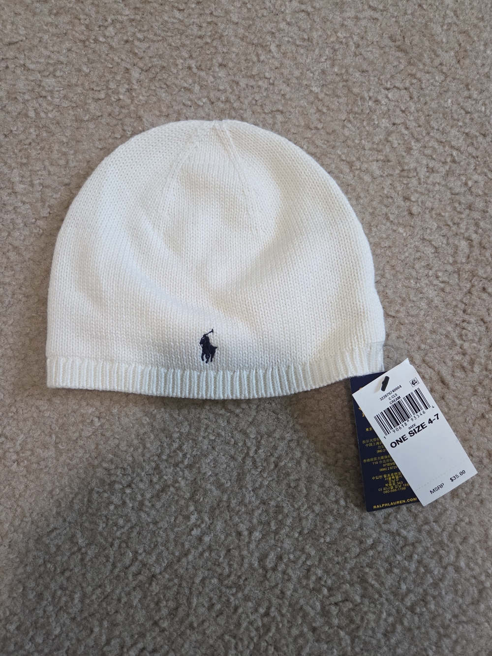 Polo by Ralph Lauren Cream Toddler Beanie And Fleece Lined